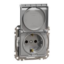 Kištukinis lizdas su įžeminimu ir dangteliu Schneider Electric Sedna Design SDD213024 (IP44, aliuminis)