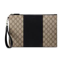 Gucci Senovinio Logotipo Plonas Drobės Ir Odos Sankabos Krepšys Vyriškas Sankabos Krepšys Ebono Juoda 495017-KGDHN-9769 Basic Set (Bag+Dust Bag)