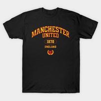 Vyriškas juodas marškinėlis su spaudiniu Manchester United Vintažinis Retro Be Pjūvio Perdavimo Popieriaus Spaudas Medvilninis Marškinėlis S juoda