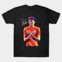 Men Black Print T-shirt Lamine Yamal Football Pop Art No-Cut Transfer Paper Print Cotton Tshirt S juoda