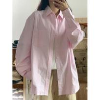 Petite Women's Pink Striped Shirt Jacket - French Long-Sleeved Spring/Autumn Top Extra Large