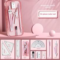 Daugiafunkcinis liniuočių rinkinys vaikams: Matematikos piešimo įrankiai mokyklai 9-Piece Drawing Set raudona