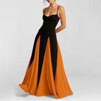 2025 Spring Women's Fashion Color Block Sling Dress with Loose Big Swing and Waist-Hugging Design 3XL