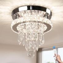 "FRIXCHUR Crystal Lights" LED lubų šviestuvas Šiuolaikinis apvalus krištolinis chromo lubų šviestuvas miegamajam, svetainei, prieškambariui, koridoriui, virtuvei (reguliuojamas)