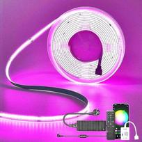 "WiFi" 10 m COB RGB LED juostos pasakų žibintai 576 LED/M 5760 LED 24 V šviesos diodų 24 V reguliuojamo ryškumo plastiška LED šviesa su išmaniuoju nuotolinio valdymo pulteliu, juostos šviesos juosta veikia su "Google" namų asistentu / "Alexa