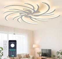 100 W LED lubų šviestuvas, 100 W, reguliuojamas su nuotolinio valdymo programa, 100 cm svetainės šviestuvas, 3 lempučių šviestuvas, 3000-6500 K lubų apšvietimas miegamajam, svetainei