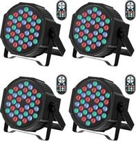 4 vnt. RGB LED Par prožektorių, 72 W scenos šviesos su nuotolinio valdymo pultu ir DMX 7CH, 36 LED Par žibintai su 7 apšvietimo režimais, skirti diskotekų vakarėliams Baras Helovinas Kalėdos