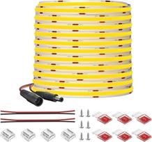 COB LED juosta lanksti didelio tankio šilta balta 2700K 480LEDs/M 10M DC24V 8mm pločio balta PCB reguliuojama LED šviesa IP30 vidaus apdailai (neįtrauktas maitinimo šaltinio valdymas)