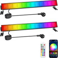CREATESTAR 30 W RGB LED prožektorius, 2 RGB Wallwasher žibintų pakuotė su "Bluetooth" programėle ir 2.4G nuotolinio valdymo pulteliu, IP66 vandeniui atsparus RGB prožektorius su laikmačio atminties funkcija, skirtas DJ vakarėlių scenos žibintams sode