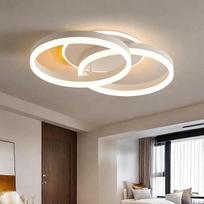 Modernus LED lubų šviestuvas 36 W, 50 cm, 3000 K šiltos baltos spalvos, dvigubo žiedo dizainas, minimalistinis, skirtas svetainei, miegamajam, valgomajam, prieškambariui ir biurui