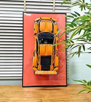 WETCEAOM Ekrano sieninis laikiklis Lego Technic Porsche 911 GT3 RS 42056 Dekoratyvinė rezultatų lentelė Lego automobilių sieniniam laikikliui - ideali dovana Lego mėgėjams, dydis: 75 x 45 cm