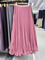 Retro High Waist Polka Dot Pleated Long Skirt with Lace Hem - Spring/Summer 2026 Collection One Size raudona