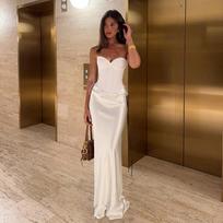 2025 European Spring Fashion: Sexy Sleeveless Bodycon Bandeau Dress with Waist Band Small ruda