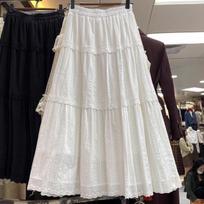 Embroidered Lace Patchwork A-line White Skirt for Women - 2025 Early Spring Collection L balta