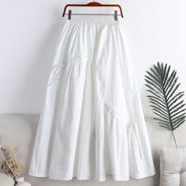 High-Waisted Slimming Lace-Up Midi A-Line Skirt for Women One Size chaki