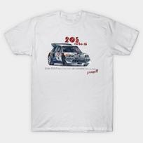 Azijietiško dydžio vyriški marškinėliai su spauda Rally Group B: Peugeot 205 Turbo 16 Be Pjovimo Šilumos Perdavimo Spaudos Medvilniniai Marškinėliai XL balta