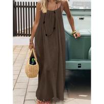 2026 European & American Backless Women's Loose Camisole Dress Large abrikosas