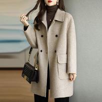Coffee Colored Women's Woolen Coat - 2026 Autumn/Winter Korean Style, Thickened Mid-Length Slimming Overcoat 3XL juoda