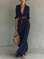 Elegant Women's Autumn Pleated Dress with Belt Large kviečiai