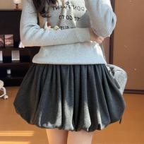 Coffee Glutinous Rice Color Pleated A-Line High-Waist Skirt - Women's Autumn/Winter Anti-Exposure Slimming Skirt. L avižų spalva