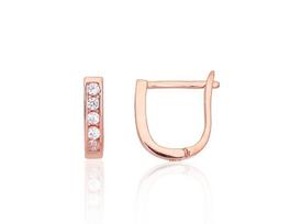 Sidabriniai auskarai su cirkoniais, anglišku užsegimu, 925 sidabras, raudono aukso dengimas, 11 mm