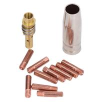 12Pcs Welding Gun Contact Tip MIG MAG 0.8x25mm M6 Gas Nozzle Replacement Set Kit