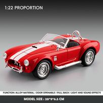 1 modeliavimas:22 Mastelio Klasikinis Shelby AC Cobra Lydinio Automobilio Modelis su Garsu Šviesa Kolekcijai Metalinis Miniatiūrinis Voiture mėlyna