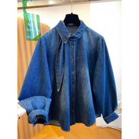 Korean Women's Loose Fit Blue Denim Long-Sleeve Shirt - Early Spring 2026 XL mėlyna