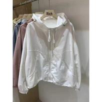 Women's Korean Style Hooded Windbreaker: 2024 Spring/Summer Loose-Fit Double Zipper Sun Protection Jacket S 70-85 lbs