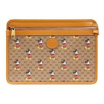 Gucci X Disney Mickey Mouse Print Logo Canvas And Leather Clutch Unisex clutch Ebony Brown 602552-HWUBM-8559 Basic Set (Bag+Dust Bag)