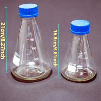 100-1000 ml stiklinės kūginės kolbos su mėlynais užsukamais dangteliais Laboratorinės trikampės kolbos Cheminių reagentų buteliukai Sandarinimo buteliukas 100ml