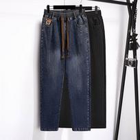 Plus Size Women's High Waist Denim Pants - Slimming, Casual, Loose Fit 6XL juoda