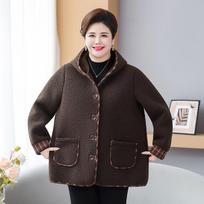 Plus Size Winter Sheepskin Fleece Jacket for Middle-Aged & Elderly Women 7XL angoros raudona spalva