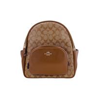 Coach Court 27 Signature raidės logotipas dengto drobės ir grūdėtos odos kuprinė Moteriška kuprinė Ruda 5671-IME74 Basic Set (Bag+Dust Bag)