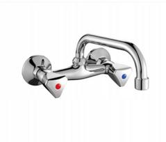 NORM chrome double-lever wall-mounted washbasin tap