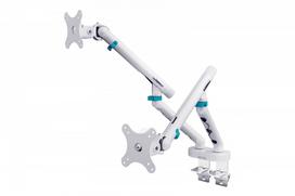 Ramię biurkowe podwójne z zaciskiem i sprężyną mechaniczną 2x LCD max. 35" obciążenie 2x10kg, VESA: 75x75, 100x100, białe | DA-90472 | 4016032505907