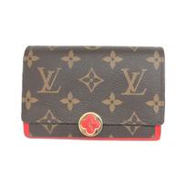 Louis Vuitton Flore Gėlės Užraktas Klasikinis Monogramos Drobės Gėlių Grandinėlės Piniginė Moteriška piniginė Raudonai Ruda M64587 Box(Basic Set+Box)