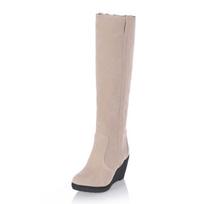 34-43 Winter Fur Boots Ladies High Heels Platform Knee High Snow Boots Women Warm Fur Wedge Shoes Woman 34 ruda