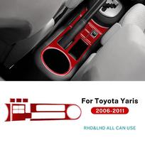 For Toyota Yaris 2006 2007 2008 2009 2010 2011 Real Soft Carbon Fiber Sticker LHD RHD Car Gear Handbrake Water Cup Accessories