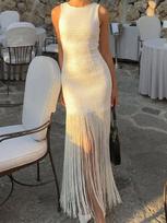 Autumn Slim-Fit Tassel Sleeveless Dress - American Classic Style Small balta