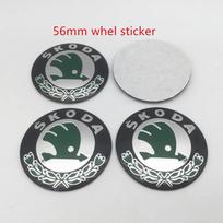 Automobilio lipdukas 2025 Naujas 4 vnt. 3D 56mm 60mm 65mm Skoda automobiliui Emblema Ratlankio centrinis dangtelis Ženklo dangteliai lipdukas Lipdukai Stiliaus priedas