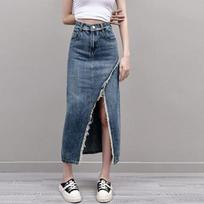 Elegant Mid-length Female Summer A-line Irregular High-waisted Burlap Open Split Package Hip Skirt Versatile Comfortable Fashion Denim Bustier Skirt 2XL džinsas