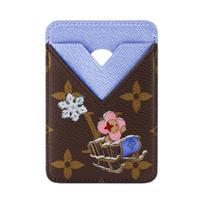 Louis Vuitton Magnet Color-Blocked Leather Trim Playful Brand Mascot Image Coated Canvas Card Holder Women card holder Brown Blue M26475 Gift Set(Basic Set+Box+Shopping Bag)