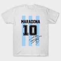 Men Black Print T-shirt Maradona Jersey No-Cut Transfer Paper Print Cotton Tshirt S balta