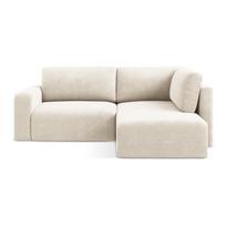 Kreminės spalvos sulankstoma/su sandėliavimo vieta kampinė sofa iš šenilinio audinio (su dešiniuoju kampu/„L“ formos) Kona – Makamii
