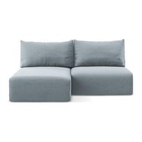 Mėlynos spalvos sulankstoma/su sandėliavimo vieta kampinė sofa iš velveto (su kairiuoju kampu/su gultu) Kalena – Makamii