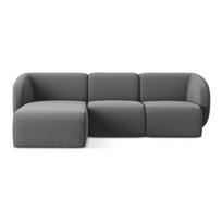Pilkos spalvos kampinė sofa iš velveto (su kairiuoju kampu/su gultu) Lani – Makamii