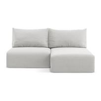 Šviesiai pilkos spalvos sulankstoma/su sandėliavimo vieta kampinė sofa iš velveto (su dešiniuoju kampu/su gultu) Kalena – Makamii