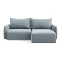 Mėlynos spalvos sulankstoma/su sandėliavimo vieta kampinė sofa iš velveto (su dešiniuoju kampu/su gultu) Kalena – Makamii