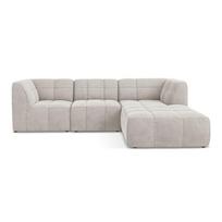 Smėlio spalvos kampinė sofa iš velveto (su dešiniuoju kampu/su gultu) Aloha – Makamii